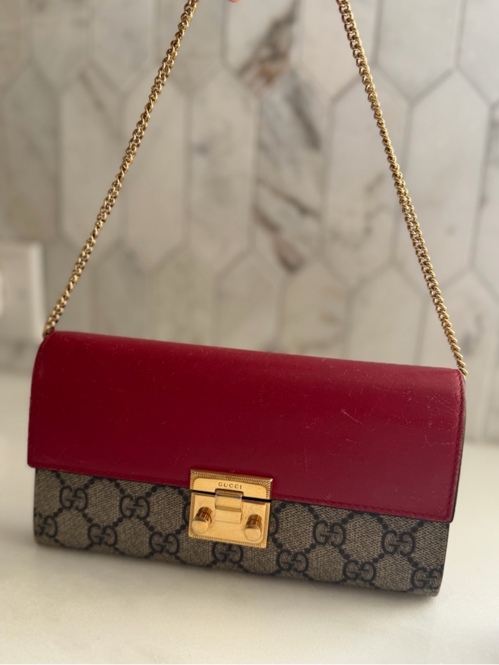 🔥Gucci wallet on chain GG supreme padlock wallet mini purse Gucci bag Gucci woc - Picture 17 of 17